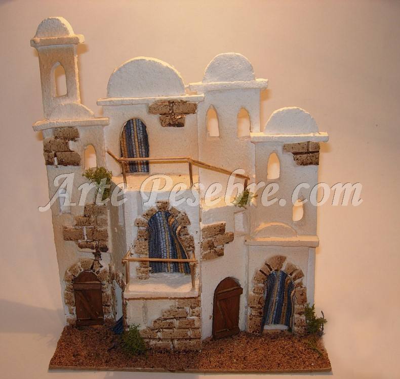 Fachada de casas de pueblo - Arte Pesebre