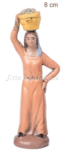 Pastora con cesto de pescado en la cabeza, 8 cm