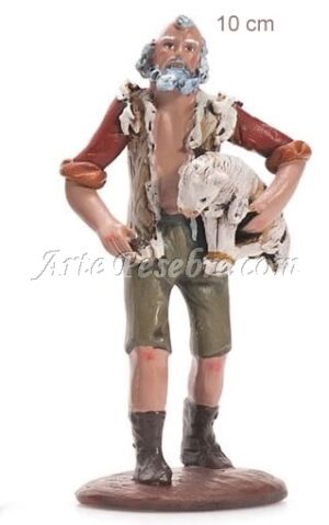 Pastor con cordero bajo el brazo