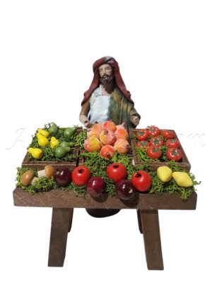 Pastor con puesto de fruta para figuras de 14 cm