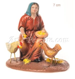 Mujer con pollos estilo samaritano, 7 cm