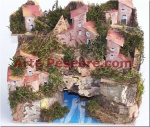 Pueblo con río y luces