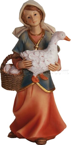 Pastora con ganso y cesta