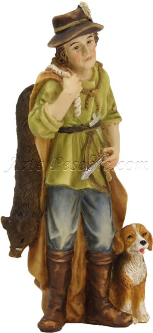 Cazador con perro y presa