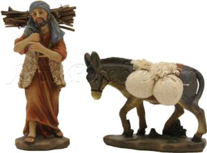 Pastor con leña y burro