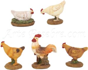Grupo de gallo con gallinas 5 ud.