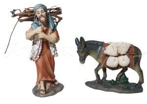 Pastor con leña y burro