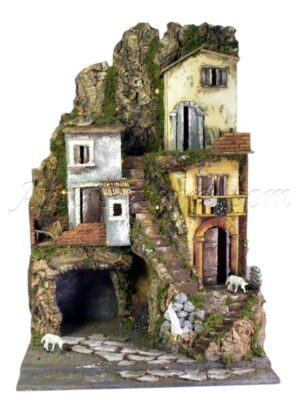 Portal con luces y casas