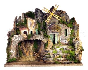 Portal con luces y molino de viento con motor