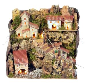 Paisaje con casas y luces