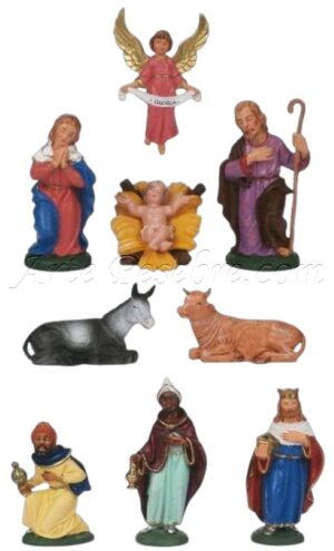 Nacimiento de 9 pzas. en colores vivos