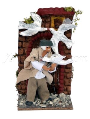 Pastor con palomas para fig. de 10 cm con movimiento