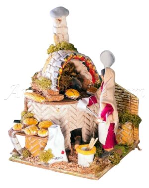 Panadera con horno para fig. de 15 cm con movimiento y efecto llama