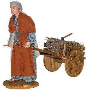 Pastor tirando de carro con leña