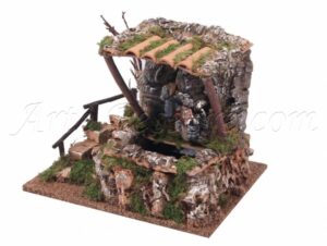 Fuente con bomba de agua y tejas