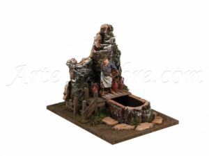 Fuente con bomba de agua y posadero para fig. de 10 cm