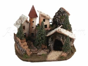 Portal y casas con luz