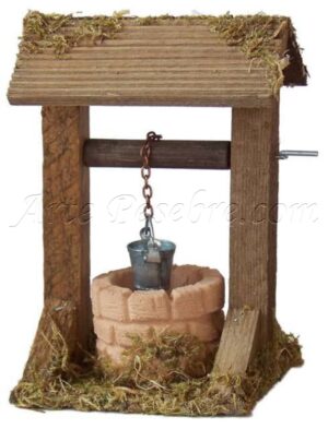 Pozo de terracota con techo y cubo