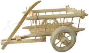 Carro en madera natural con 2 ruedas