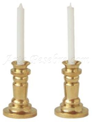 Candelabros de latón con vela 2 ud.