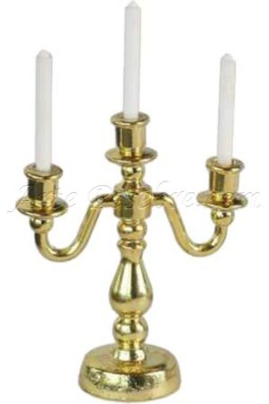 Candelabro dorado con 3 brazos